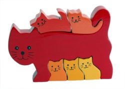 Cat Family wooden rubberwood Puzzle