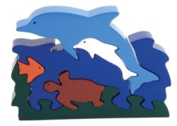 dolphins & turtle wooden rubberwood Puzzles