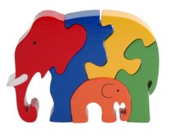 Elephant Family wooden rubberwood Puzzle